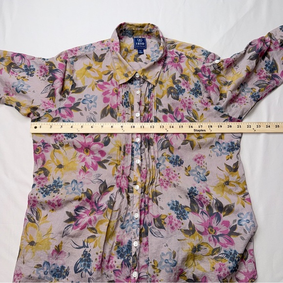 Izod 1937 Pink Floral Blouse with Yellow & Blue Accents - Picture 5 of 8